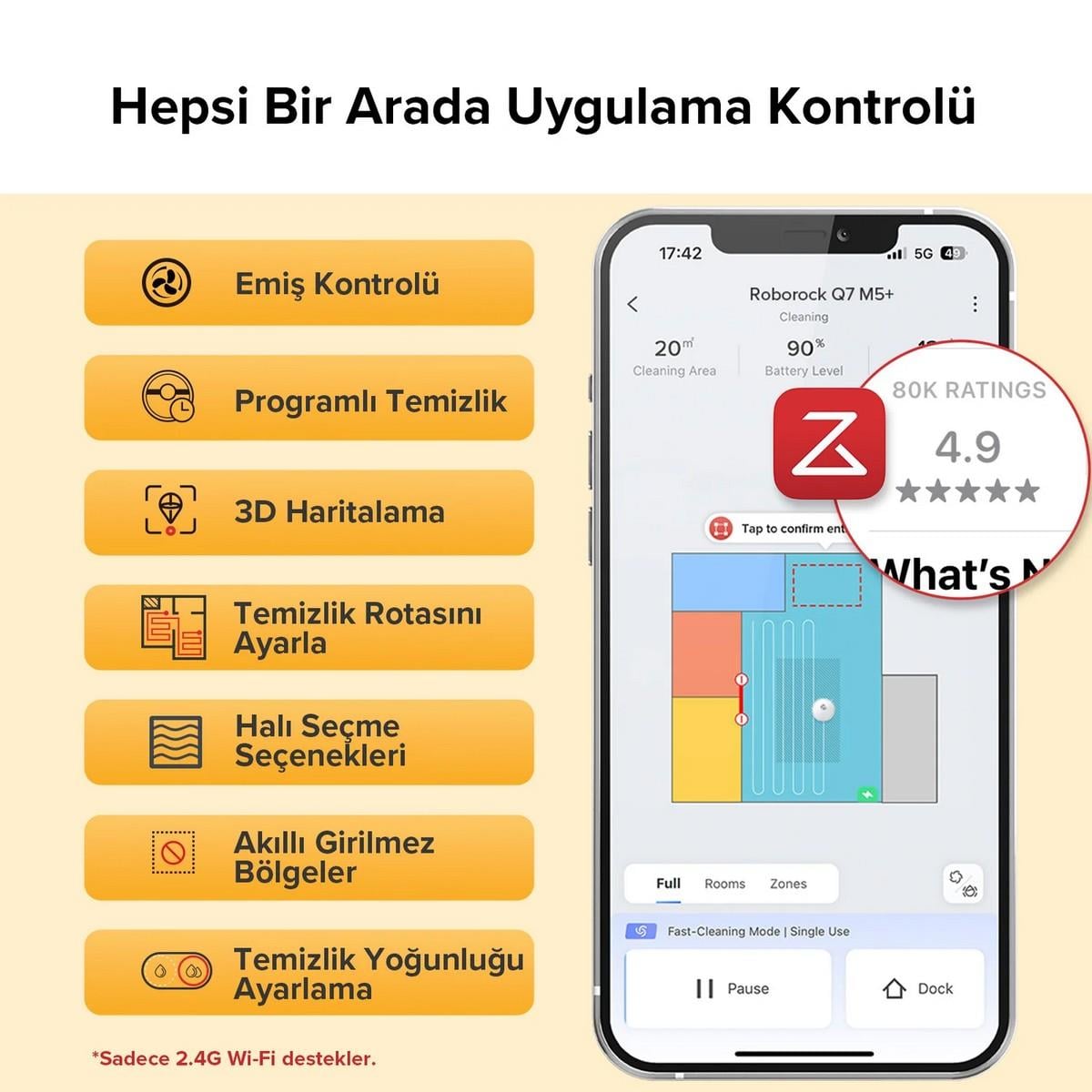 Roborock Q8 Akıllı Robot Süpürge - Beyaz (10.000 Pa HyperForce)