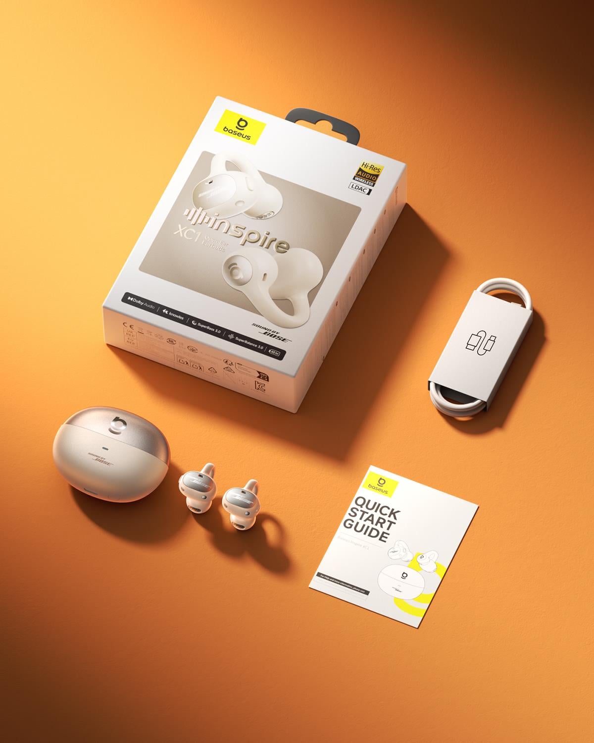 Baseus Inspire XC1 Açık Kulak İçi Klipsli Bluetooth Kulaklıklar, Bose Ses Teknolojisi, Dolby Audio, IP66 Su Geçirmez, 40 Saat Çalma Süresi - Siyah