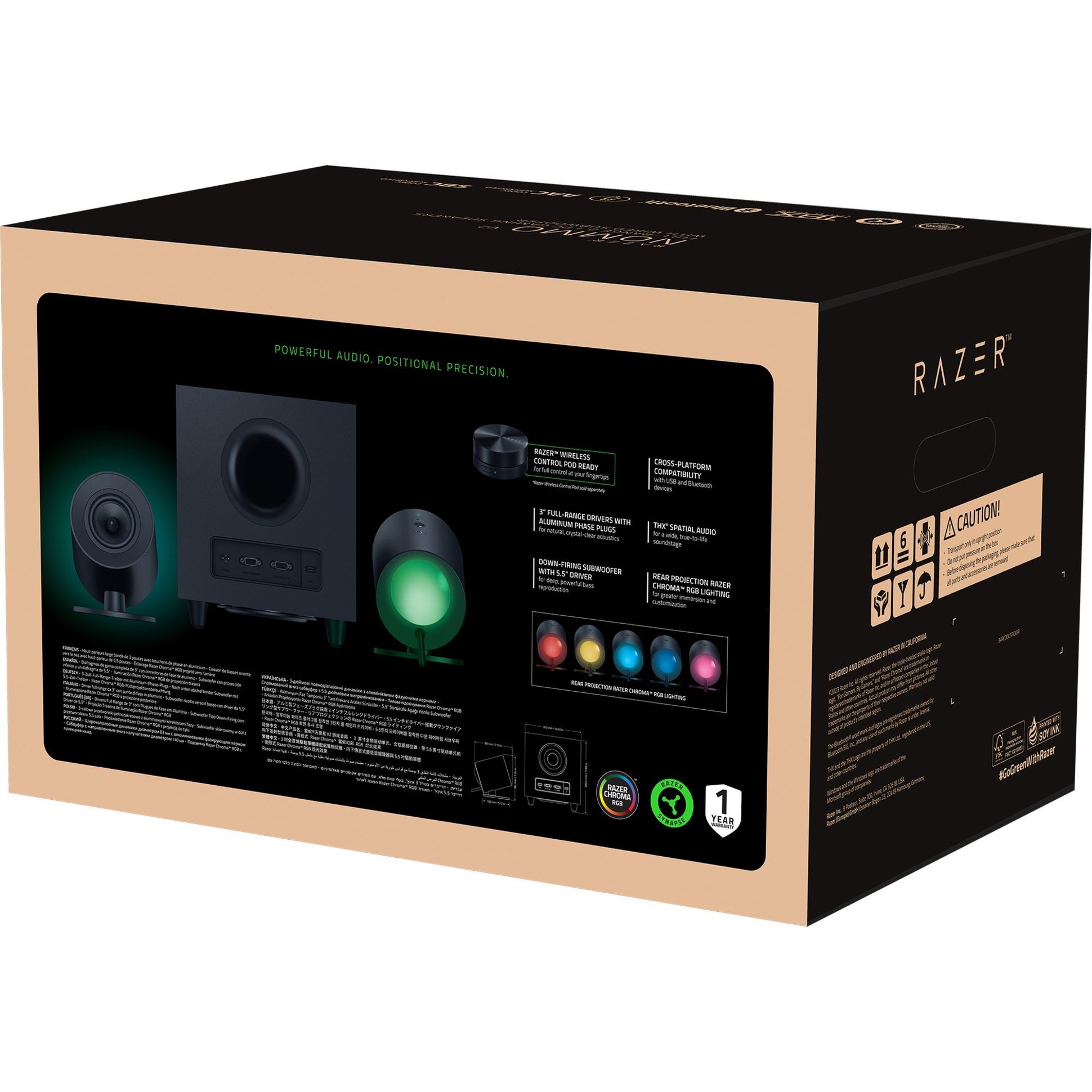 Razer Nommo V2 - Kablolu 2.1 Oyuncu Hoparlörü (THX Uzamsal Ses) Siyah