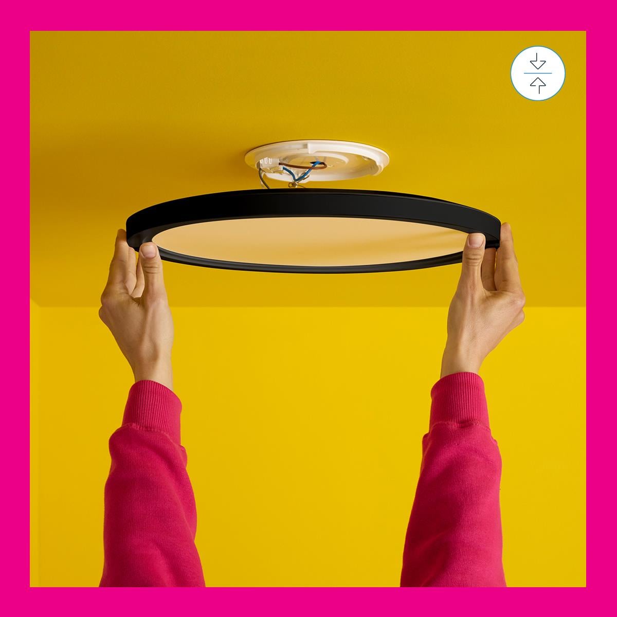 Wiz SuperSlim 22W Siyah Sıva Üstü RGB Akıllı LED Yuvarlak Panel Tavan Armatürü 42 cm çapında 2600 Lumen