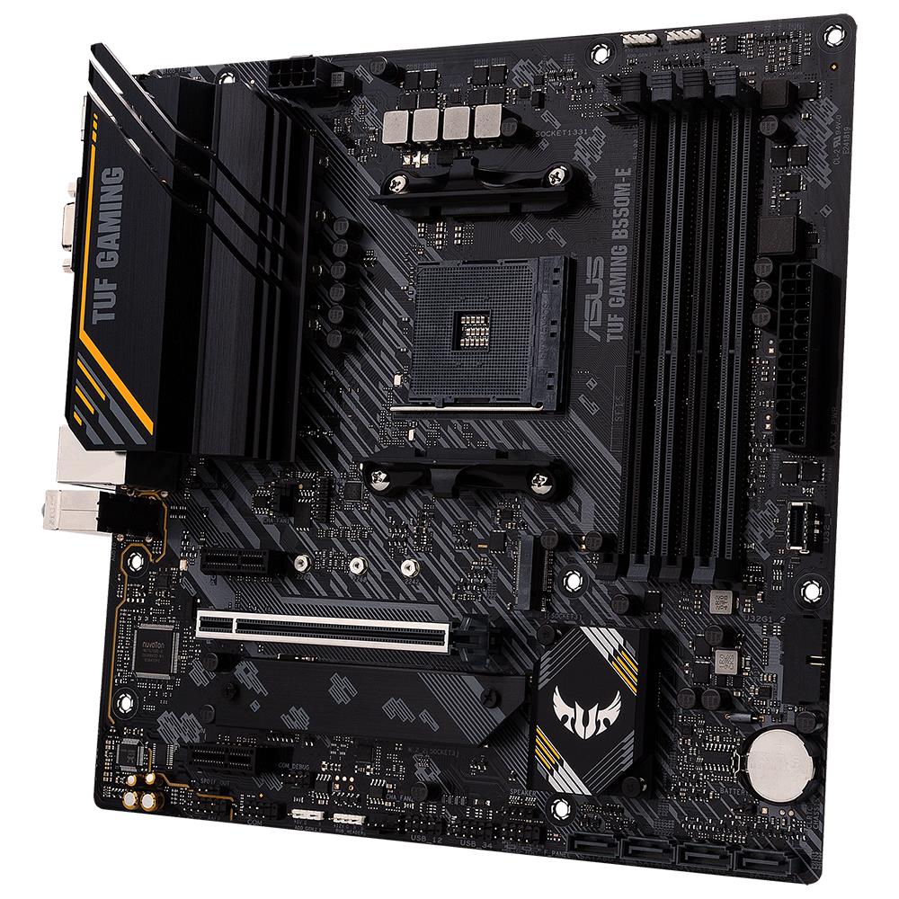 ASUS TUF GAMING B550M-E AMD B550 AM4 DDR4 4800 DP HDMI VGA ÇİFT M2 USB3.2 AURA RGB MATX 128GB KADAR RAM DESTEGI BIOS FLASHBACK BUTONU ASUS TUF PROTECTION