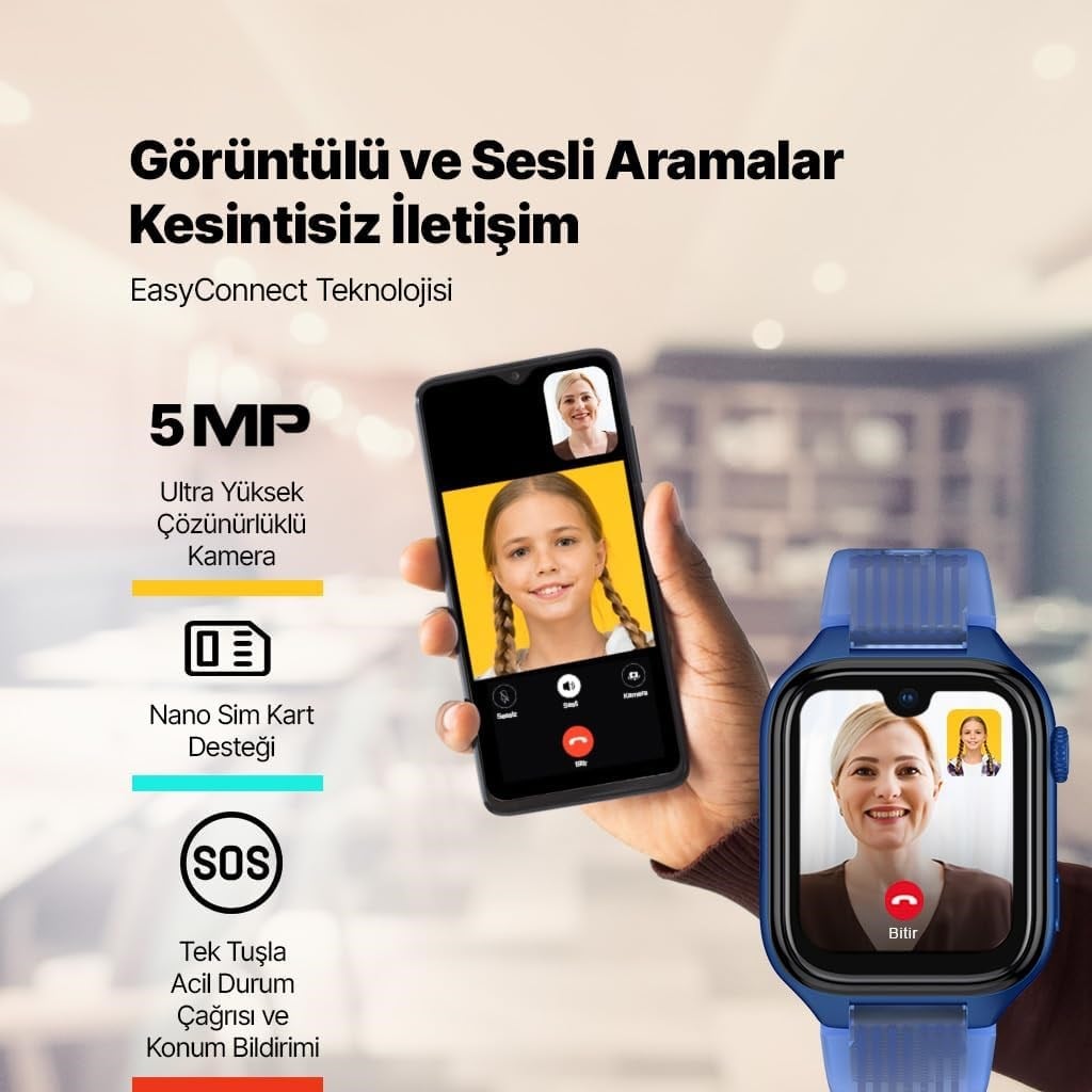 Ttec Kidi Pro AMOLED Ekranlı GPS 4G Sim Kartlı Akıllı Çocuk Saati Panter Siyahı 2KSW03