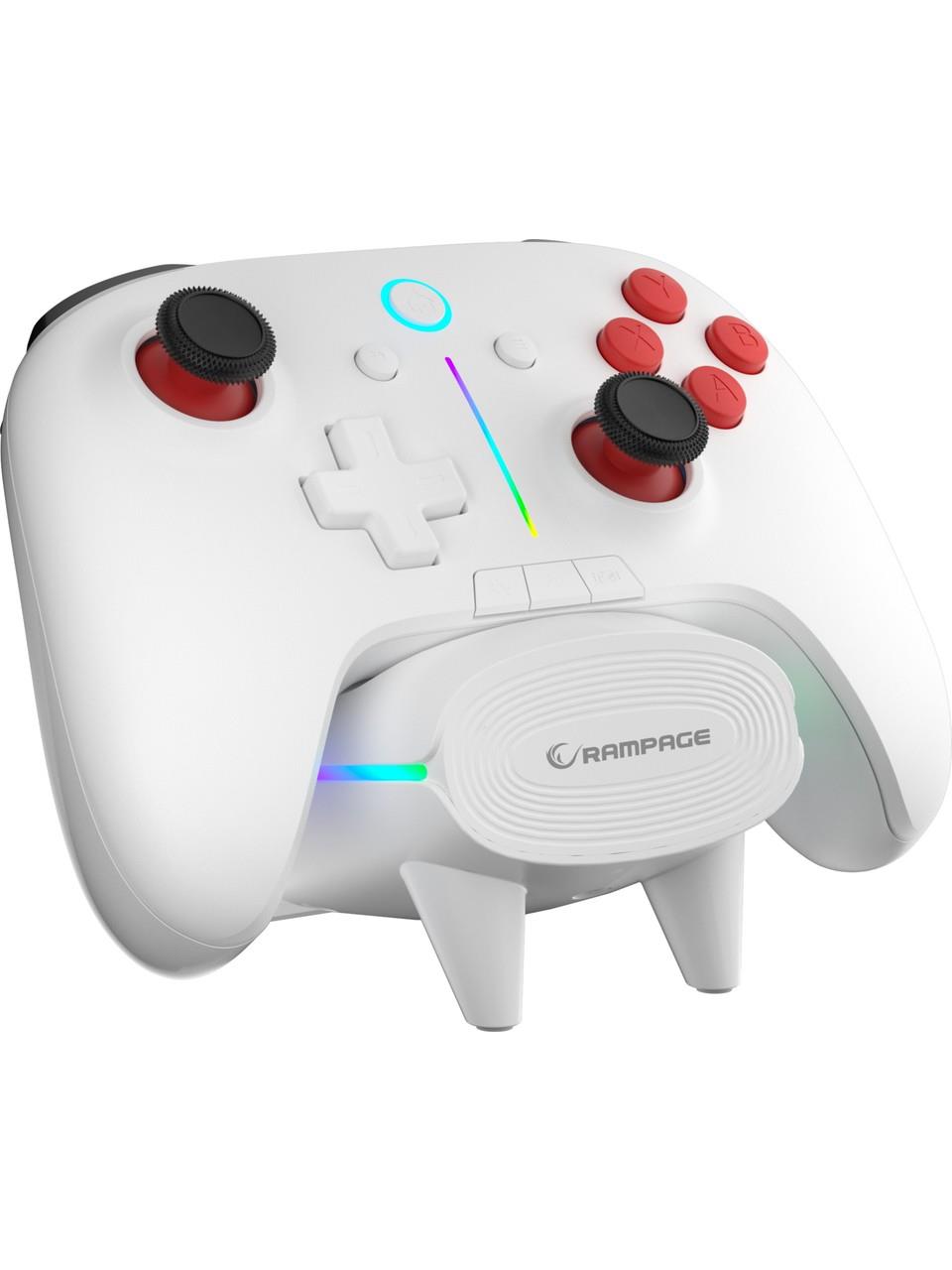 Rampage HYDRA PRO Beyaz BT + 2.4 GHz Şarj İstasyonlu PC Gamepad RGB Joypad