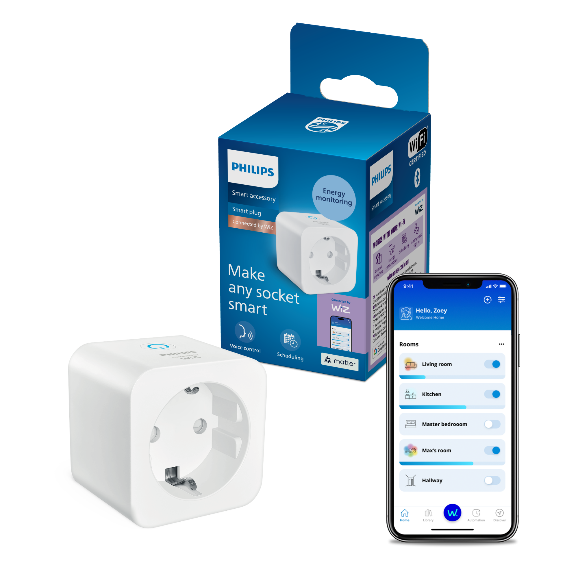 Philips Smart Lighting Akıllı Priz Matter (Type-F) - Google Home, Alexa, HomeKit ve Matter uyumlu