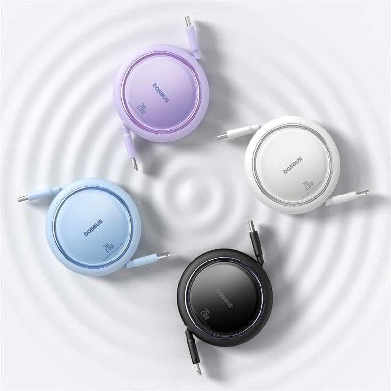 Baseus Free2Pull USB-C 20W Makaralı Hızlı Şarj ve Data Kablosu, Mor