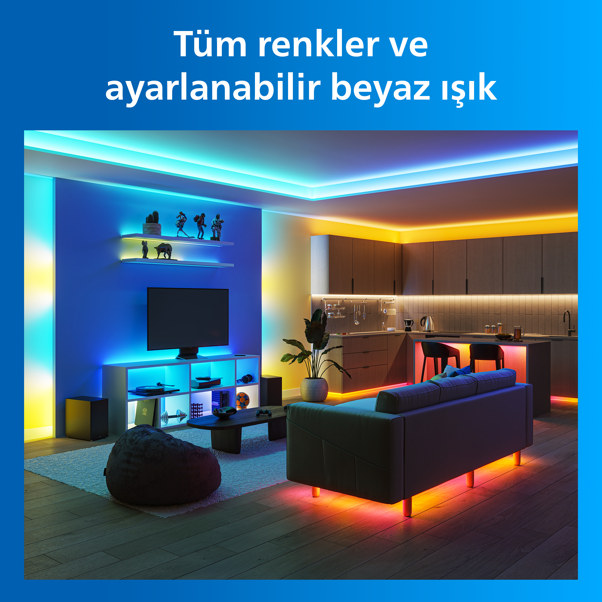 Philips Smart Lighting RGBICWW LED Şerit 5 m (Type-C) - Google Home, Alexa, HomeKit ve Matter uyumlu