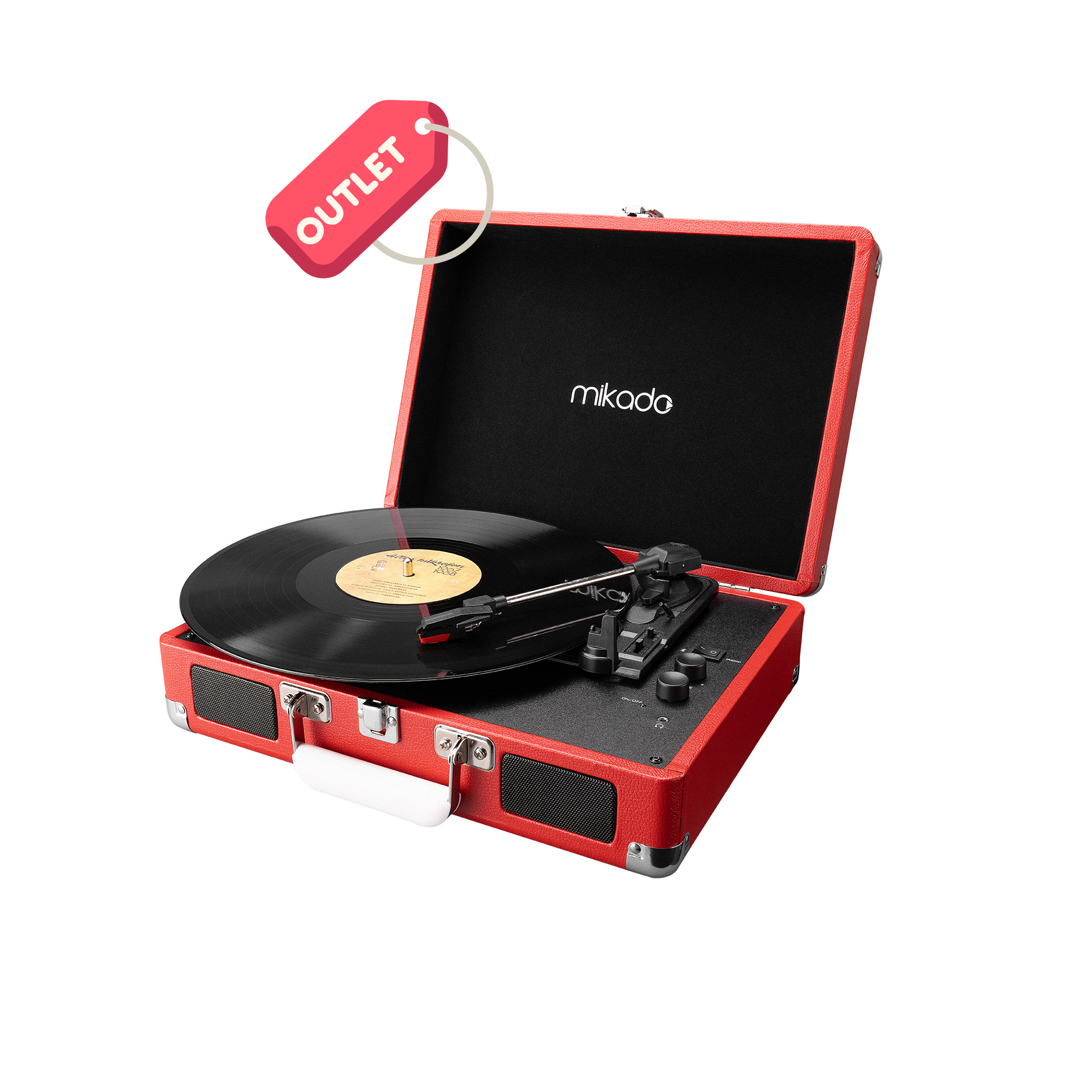OUTLET Mikado Nostalgia MN-P317 Kırmızı Pikap+Rca+Bluetooth Destekli Müzik Kutusu
