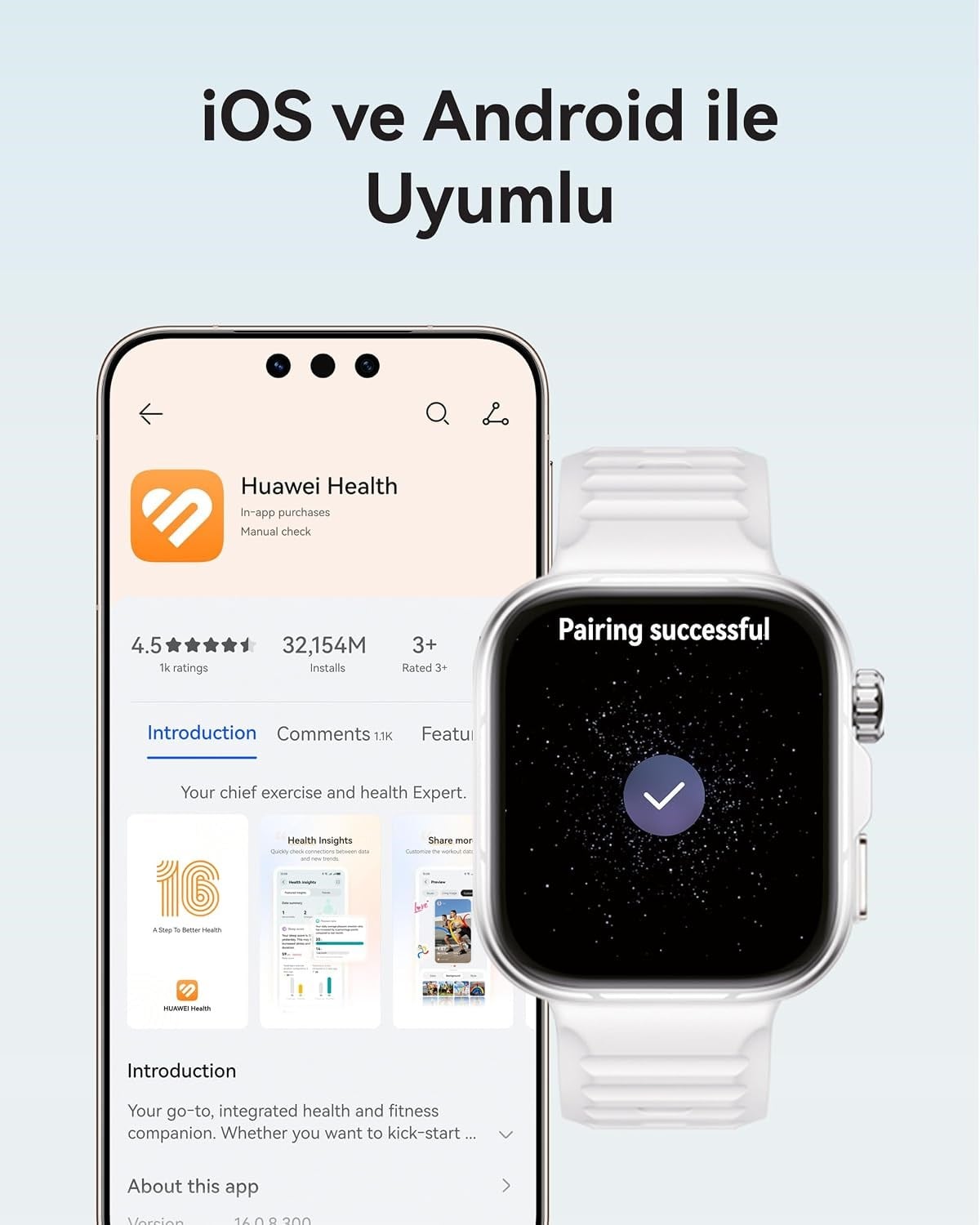 Huawei Watch Fit 5 Pro Akıllı Saat, Beyaz