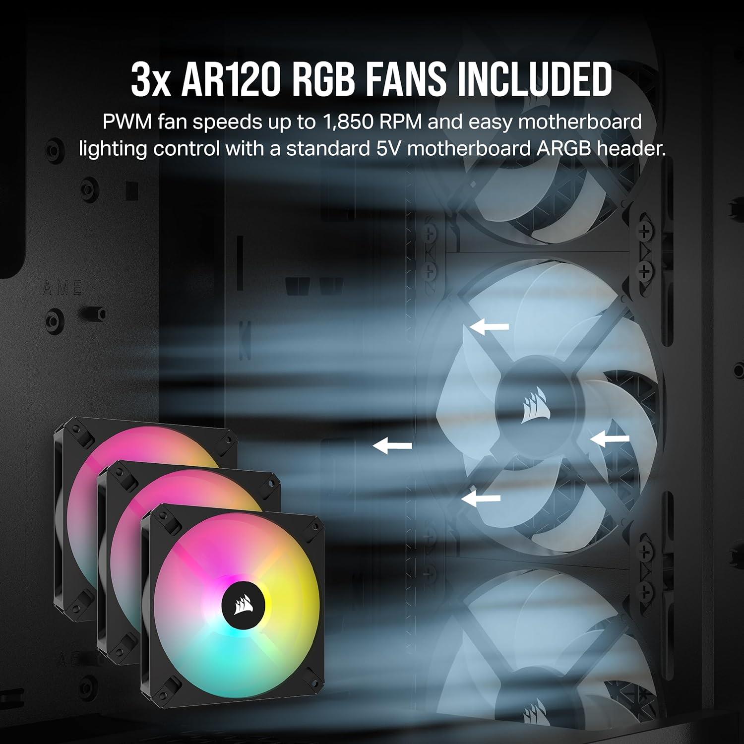 Corsair Icue 3000D 3x AR120 Rgb Airflow Temperli Cam Mid-Tower Gaming Kasa Siyah CC-9011255-WW