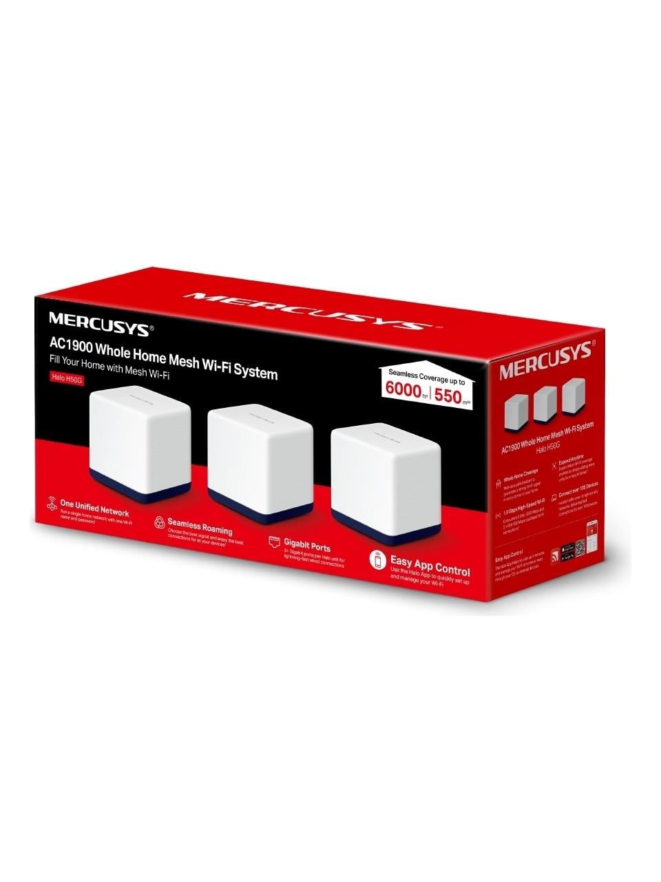 TP-LINK MERCUSYS HALO H50G 1900Mbps Mesh Menzil Genişletici(ÜÇLÜ PAKET)