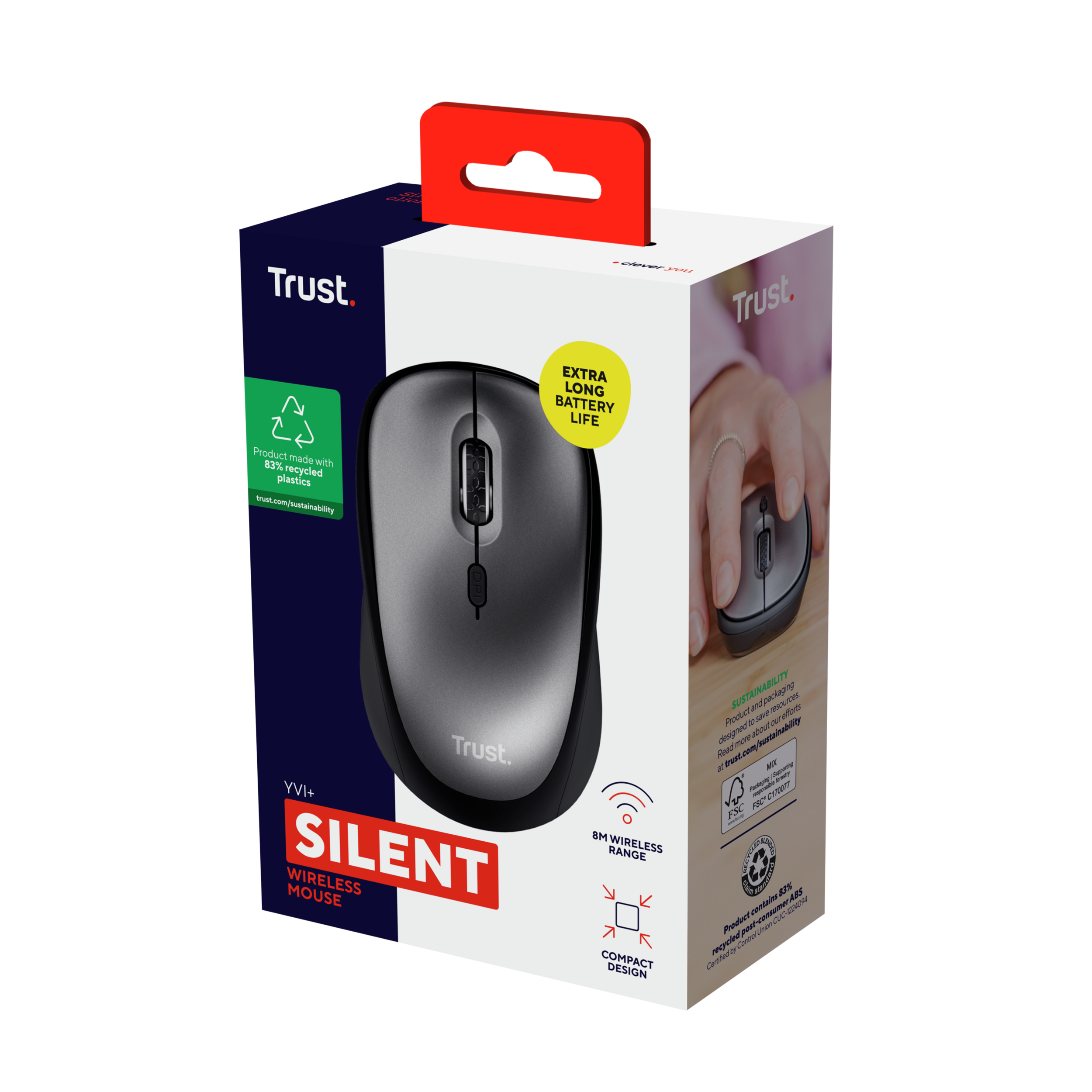 Trust 24549 Yvi+ Sessiz Kablosuz Mouse-Siyah