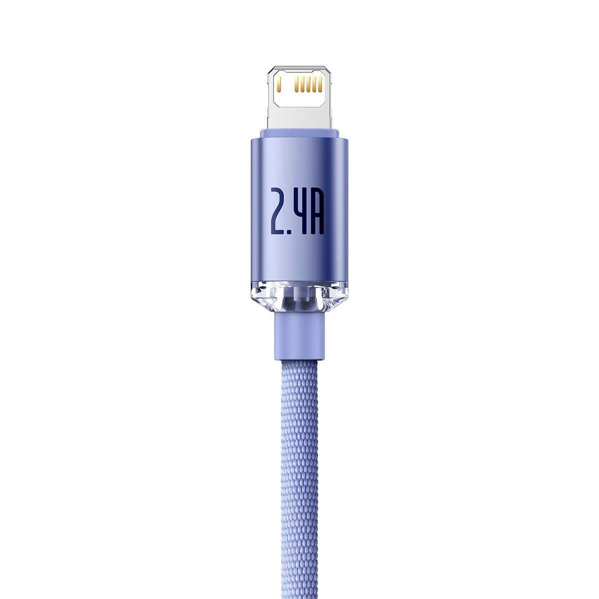 Baseus Crystal Shine 2.4A 1.2 M Lightning Şarj Kablosu Mor