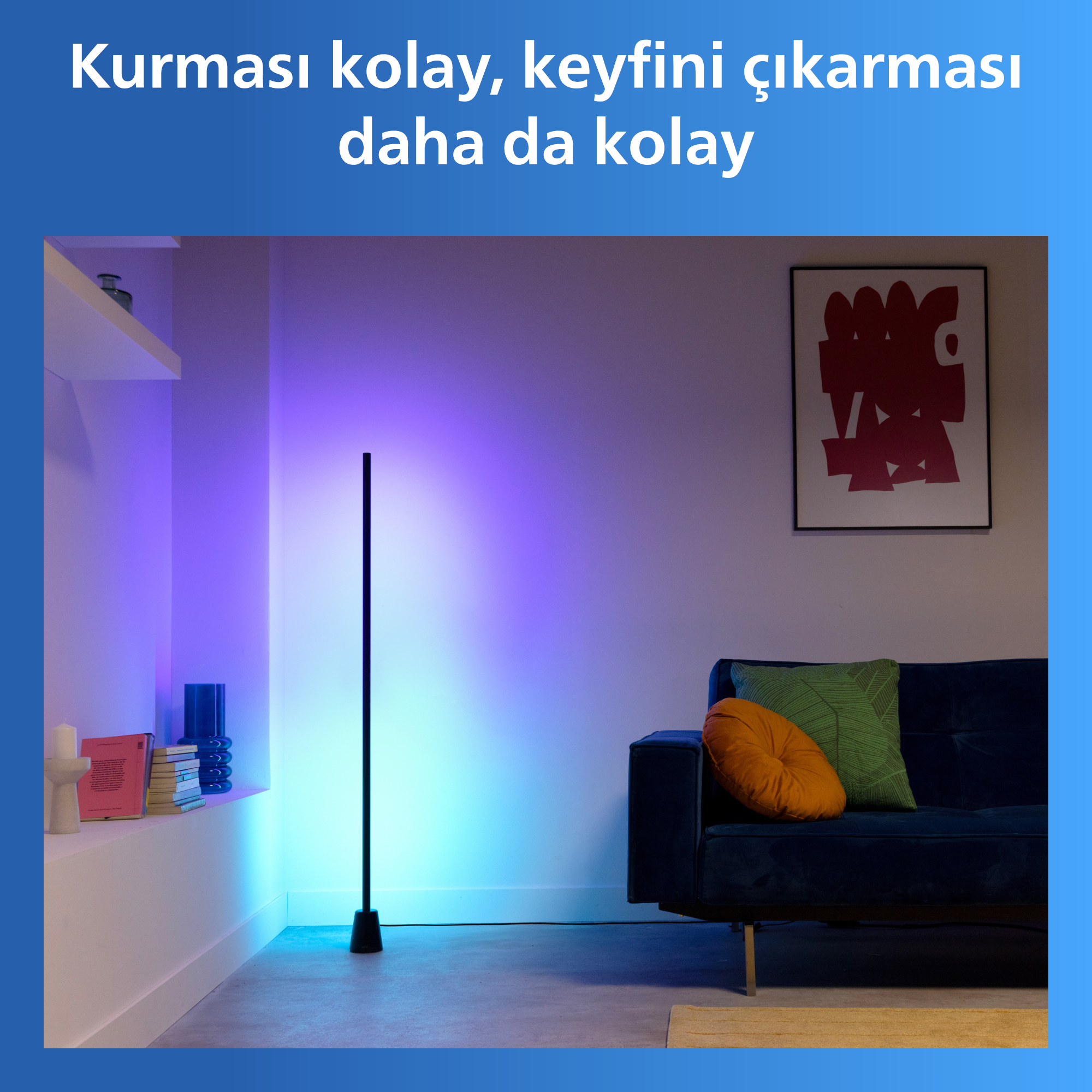 Philips Smart Lighting RGBIC Lambader 1,4 metre - Google Home, Alexa, HomeKit ve Matter uyumlu