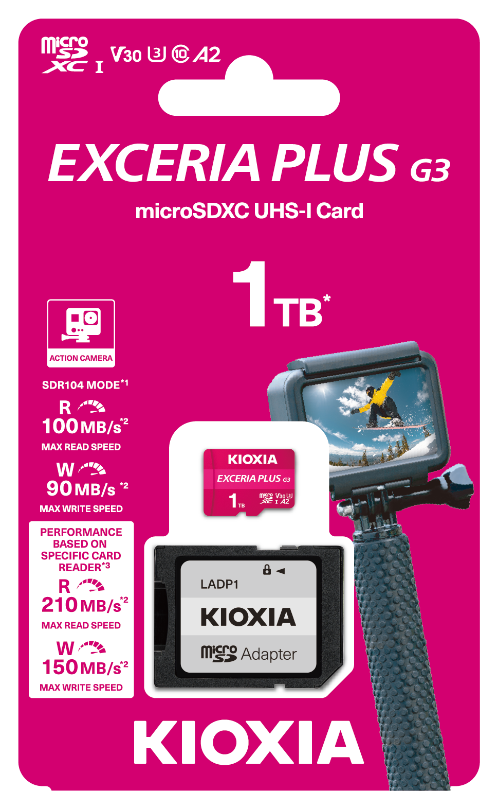 Kioxia Exceria Plus G3 1TB V30 U3 4K MicroSD Hafıza Kartı 210/150MB/s LMPL3M256GG2