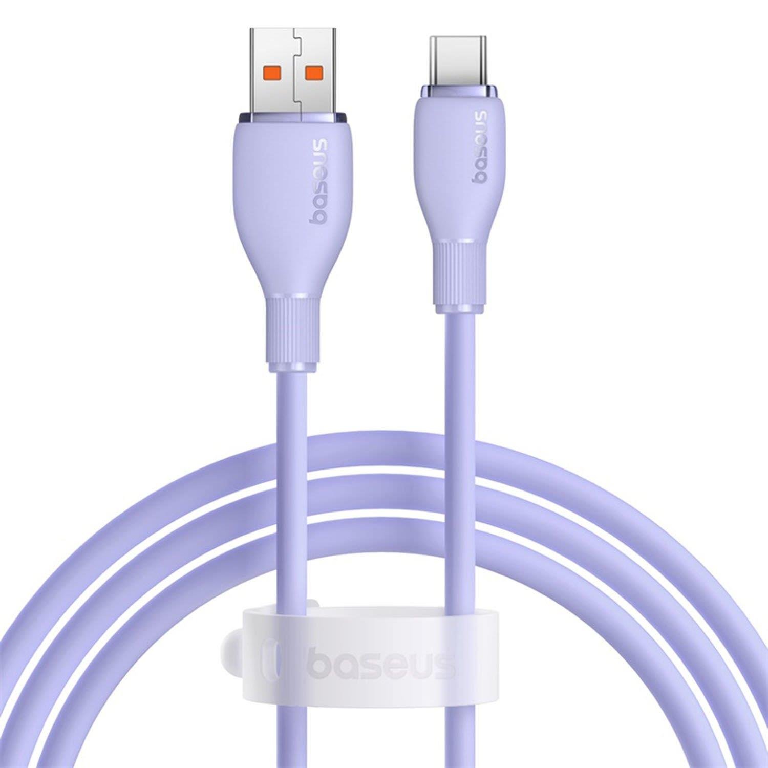 Baseus Pudding Hızlı Şarj Özellikli USB Type-C 100W Kablo 1.2M Mor
