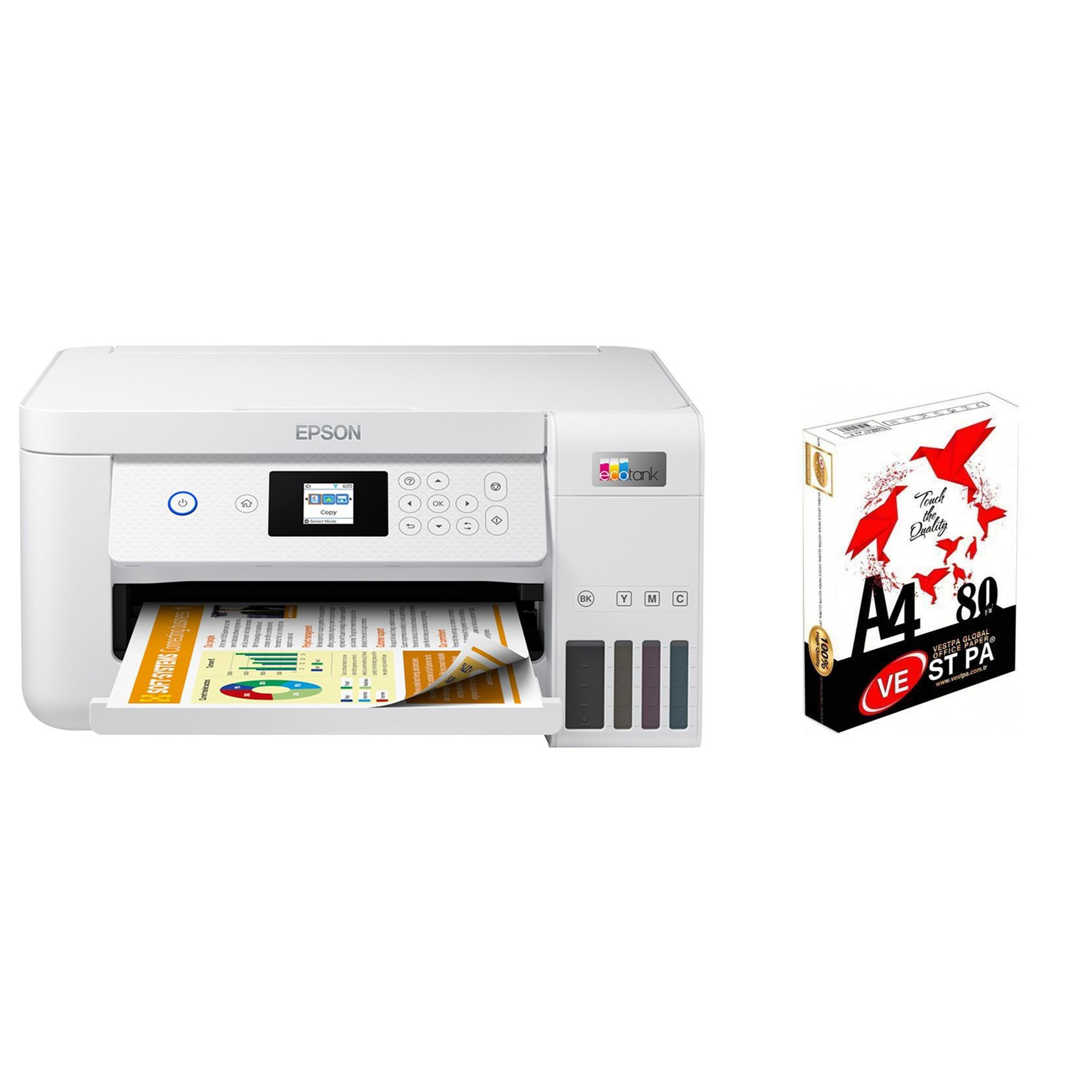 Epson EcoTank L4266 Wi-Fi Renkli Çok Fonksiyonlu Mürekkep TanklıYazıcı + Vestpa 500 Sayfa A4 Kağıt