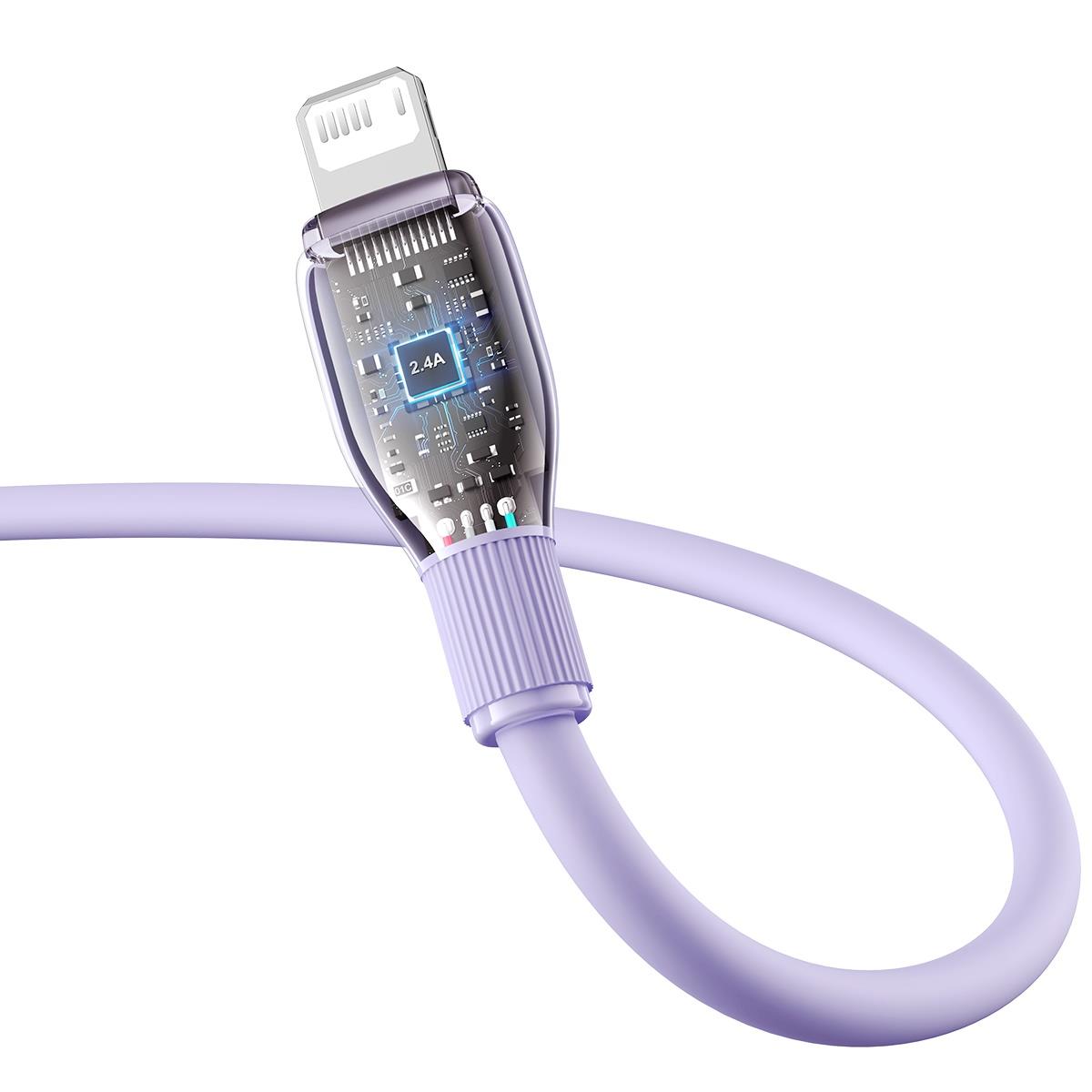 Baseus Pudding USB-A 2.4A Lightning Şarj Kablosu 1.2m, Mor