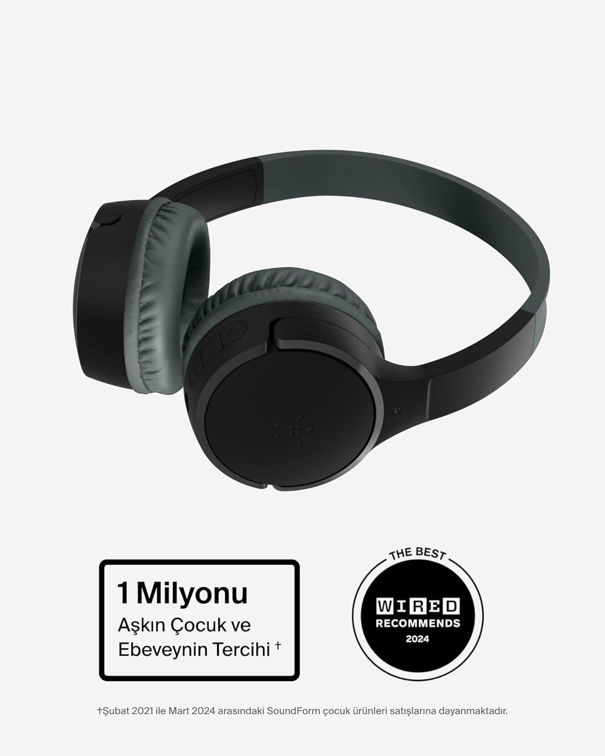 Belkin SoundForm mini Kablosuz Çocuk Kulaklığı, Siyah