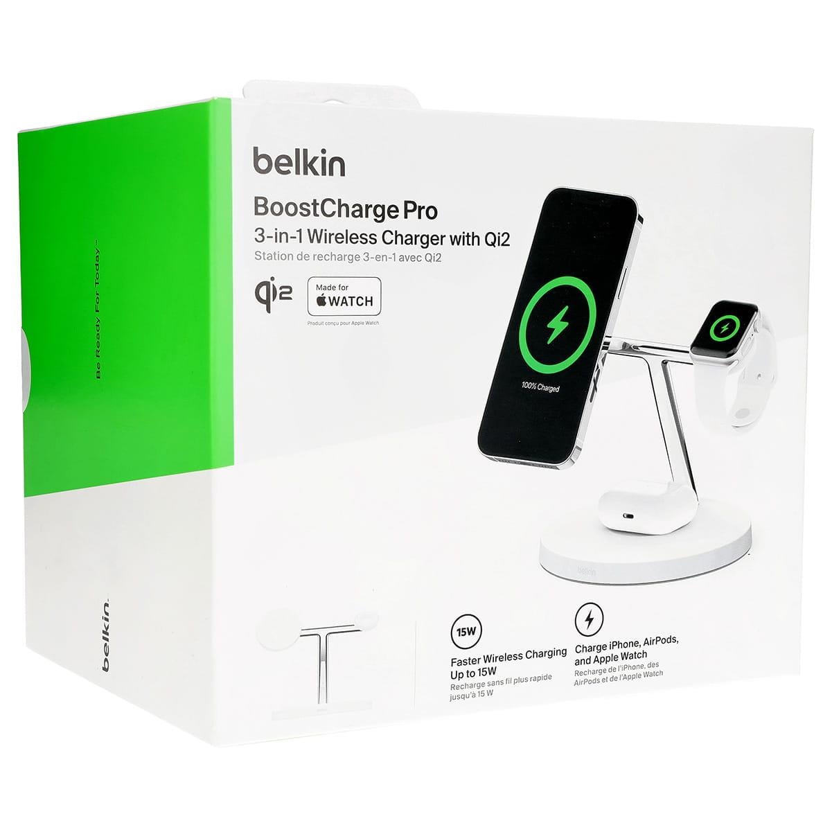 Belkin BoostCharge PRO 3in1 Qi2 15W MagSafe Şarj Standı WIZ009VFWH-V2 Beyaz