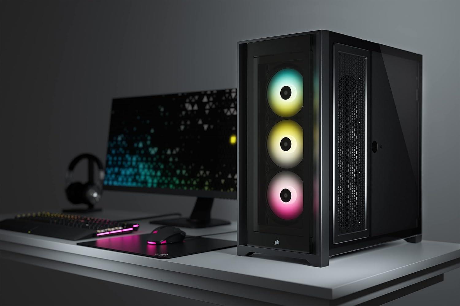 Corsair Icue 5000X Tamperli Cam Yan Panel Mid Tower Bilgısayar Kasası Siyah CC-9011212-WW