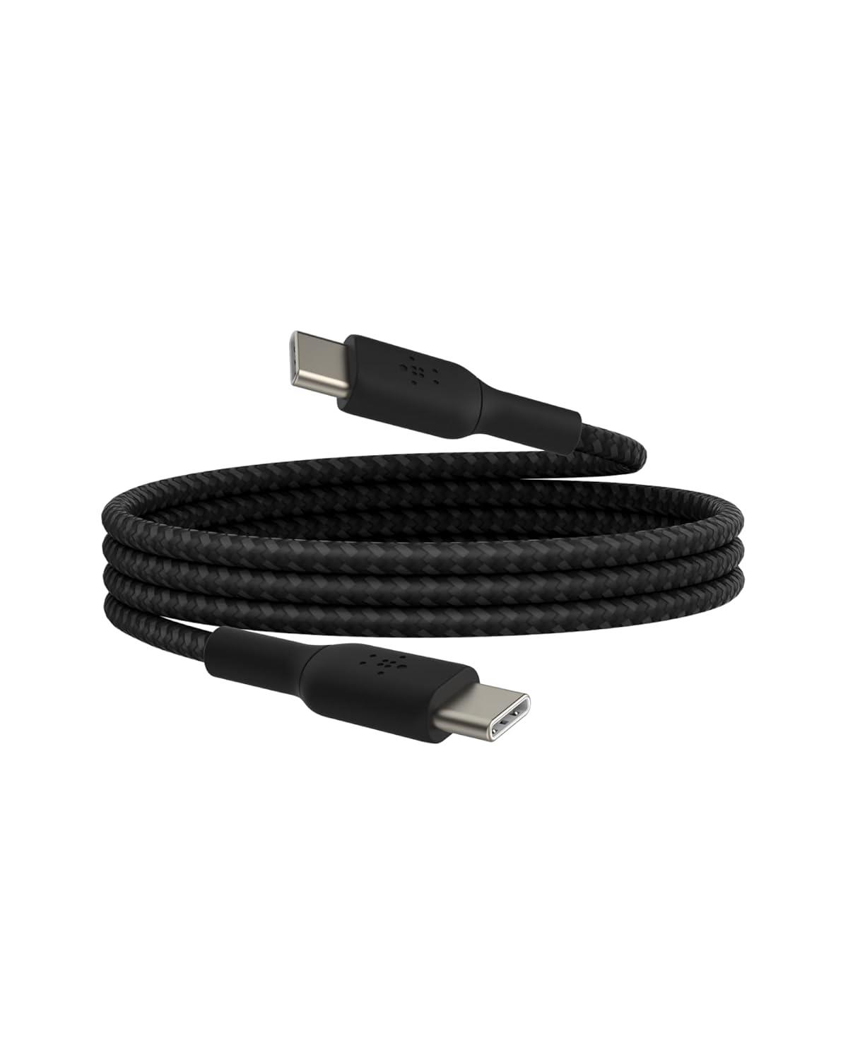 Belkin Boost Charge 60W Örgülü USB-C - USB-C Kablosu 1m, Siyah