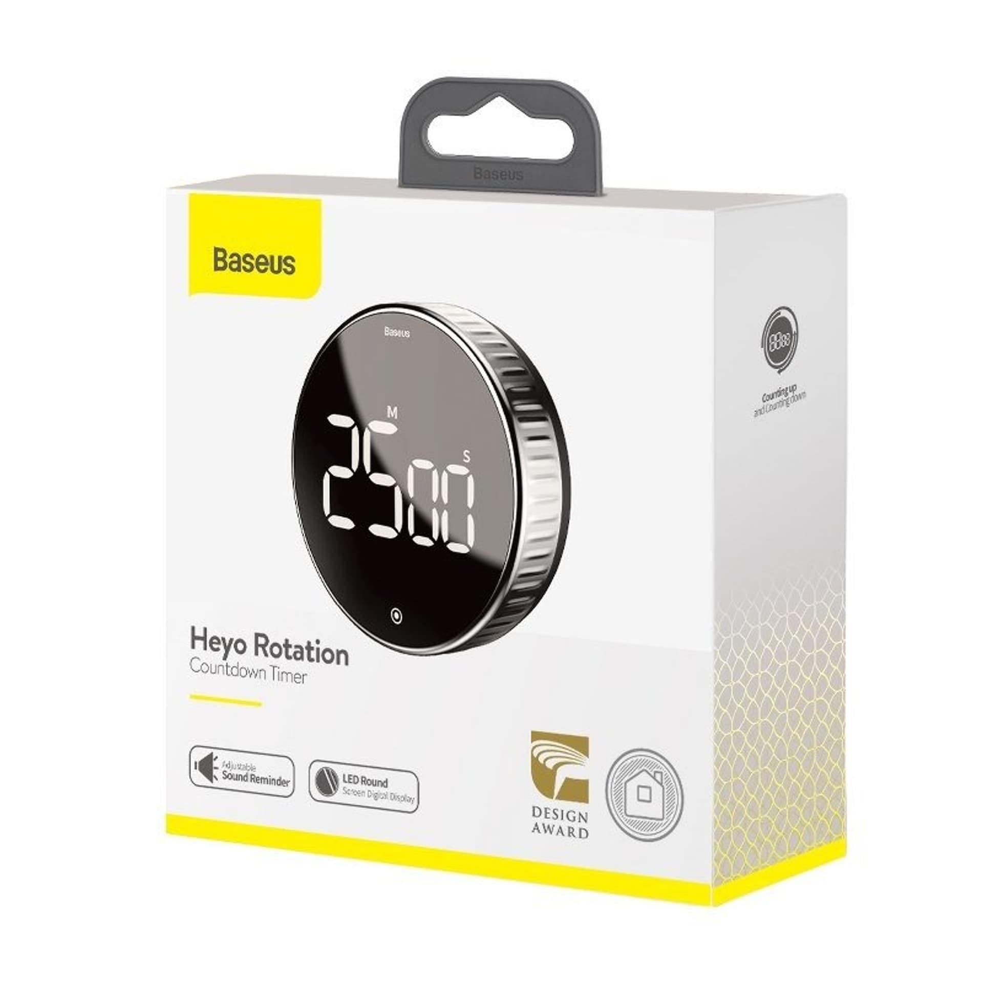 Baseus Heyo Rotation Countdown/Manyetik Dijital Zamanlayıcı Çalar Saat - Siyah