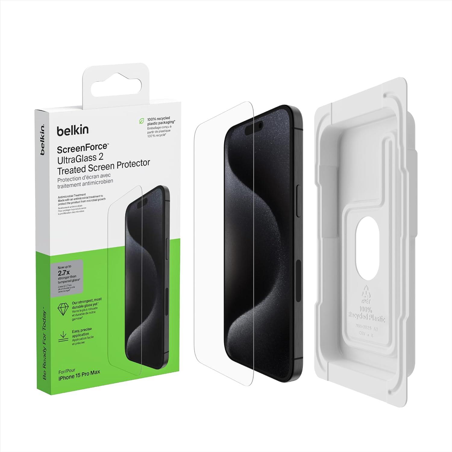 Belkin OVA134ZZ iPhone 15 Pro Max için Screen Force Ultra Glass 2 Ekran Koruyucu