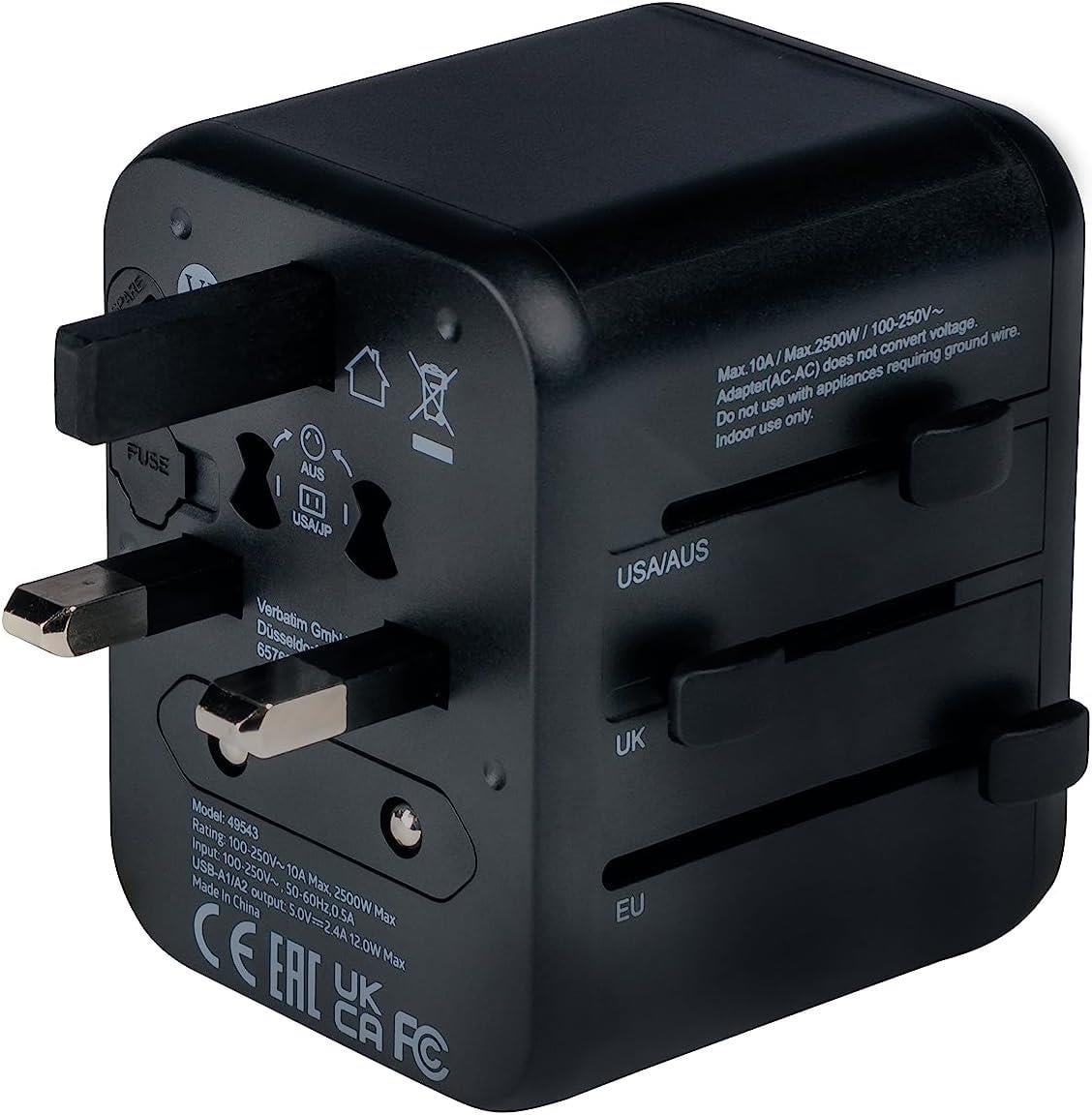 Verbatim 49543 UTA-01 Evrensel Seyahat Adaptörü - 2x USB-A Port