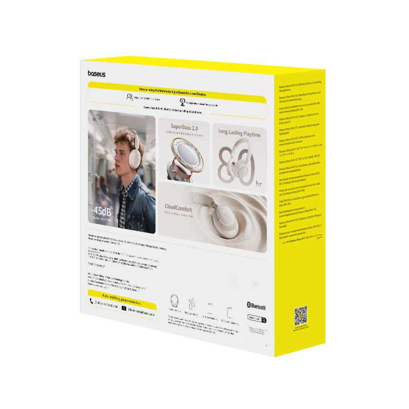 Baseus Bass BH1 NC Wireless Noise Cancelling Headphones Starlight Off-Beyaz