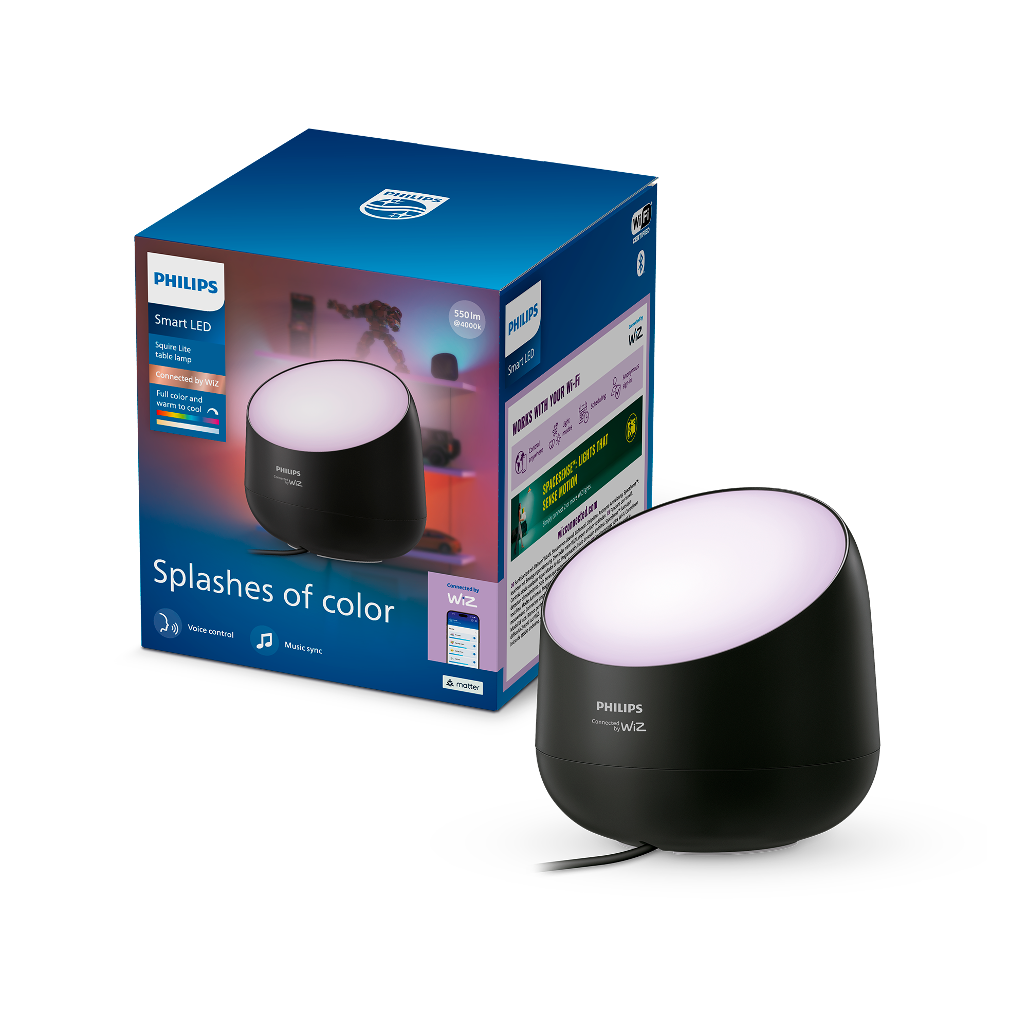Philips Smart Lighting Squire Lite Akıllı Masa Lambası - Siyah - Google Home, Alexa, HomeKit ve Matter uyumlu
