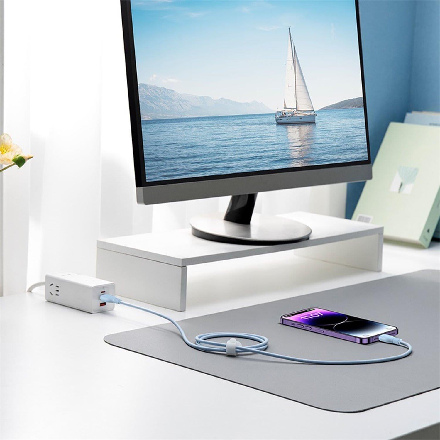 Baseus Pudding Hızlı Şarj Özellikli Type-C to Lightning 20W Kablo 1.2 M Mavi
