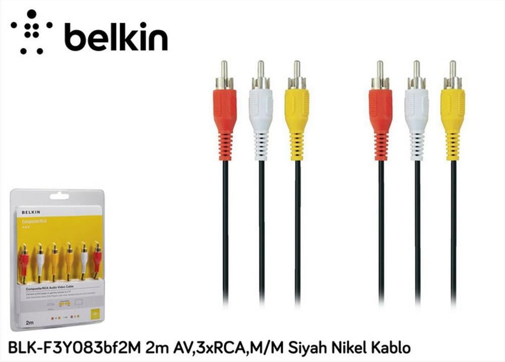 Belkin  AV 3XRCA M/M Siyah Nikel Kablo 2M - (BLK-F3Y083BF2M)