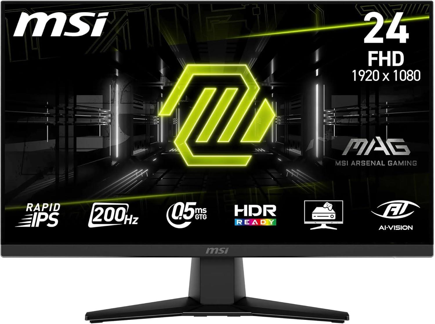 MSI 23.8 MAG 242F 1920x1080 (FHD) 16:9 FLAT RAPID IPS 200HZ 0.5MS (GTG) FREESYNC PREMIUM GAMING MONI