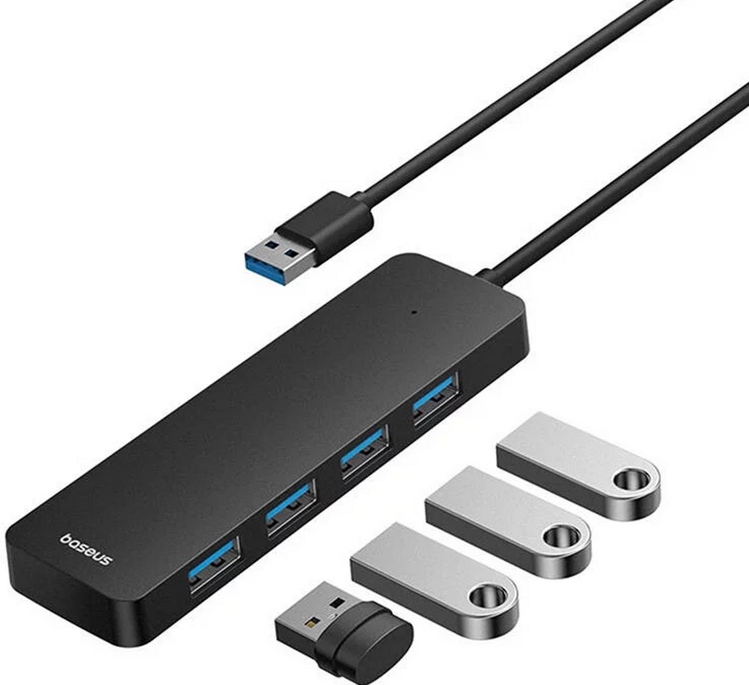 Baseus 4in1 Hub UltraJoy Lite USB-A to USB 3.0 1m, Siyah