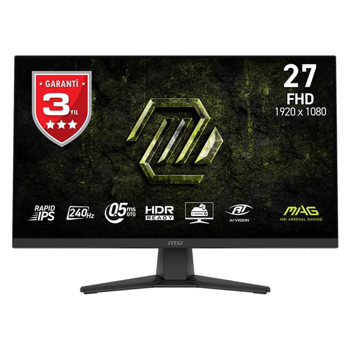 MSI 27 MAG 272F X24 1920x1080 (FHD) 16:9 FLAT RAPID IPS 240HZ 0.5MS (GTG) ADAPTIVE SYNC GAMING MONITOR