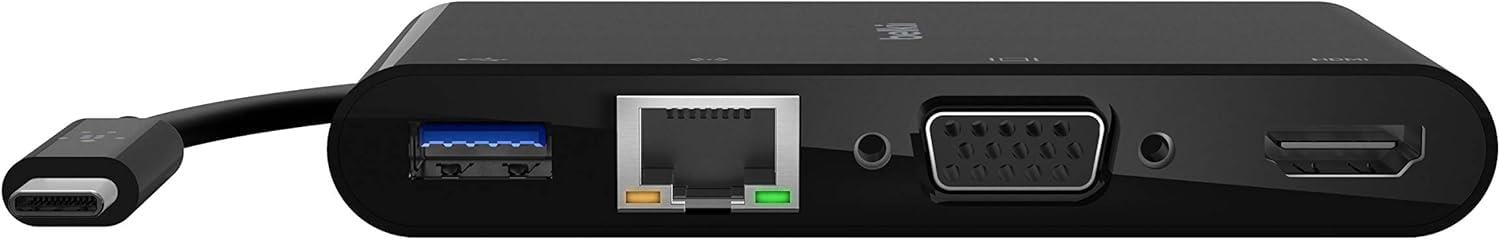 Belkin USB-C Multimedia Adaptörü VGA, 4K HDMI, USB 3.0, Ethernet Bağlantı Noktalı USB-C Hub