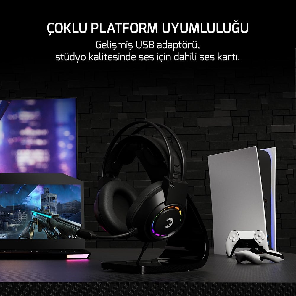 GAMEPOWER VOLDON SİYAH 7.1 RAINBOW GAMING KULAKLIK
