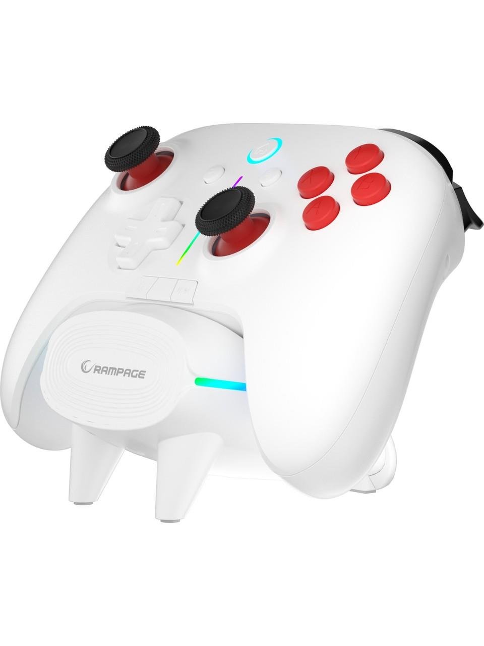 Rampage HYDRA PRO Beyaz BT + 2.4 GHz Şarj İstasyonlu PC Gamepad RGB Joypad