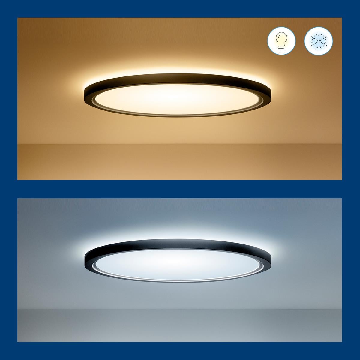 Wiz SuperSlim 22W Siyah Sıva Üstü RGB Akıllı LED Yuvarlak Panel Tavan Armatürü 42 cm çapında 2600 Lumen