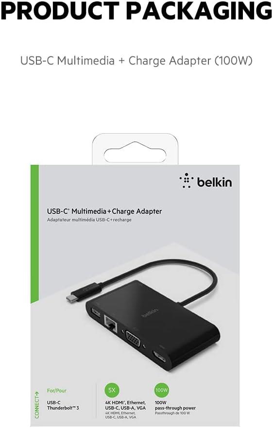 Belkin Usb-C Multimedya + Şarj Adaptörü - Avc004btbk