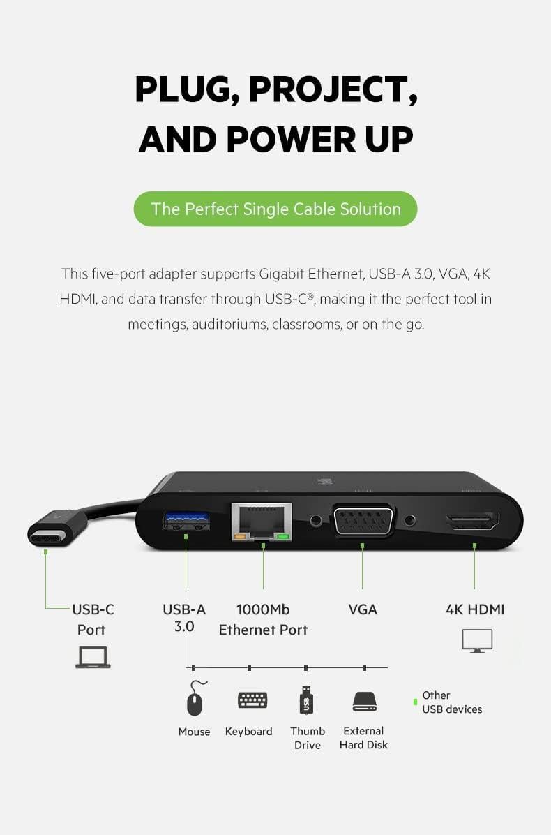 Belkin Usb-C Multimedya + Şarj Adaptörü - Avc004btbk