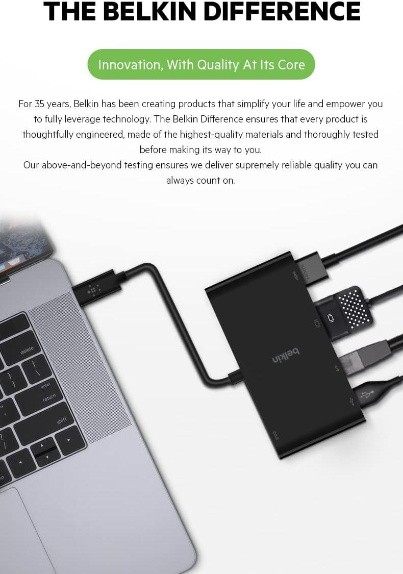 Belkin Usb-C Multimedya + Şarj Adaptörü - Avc004btbk