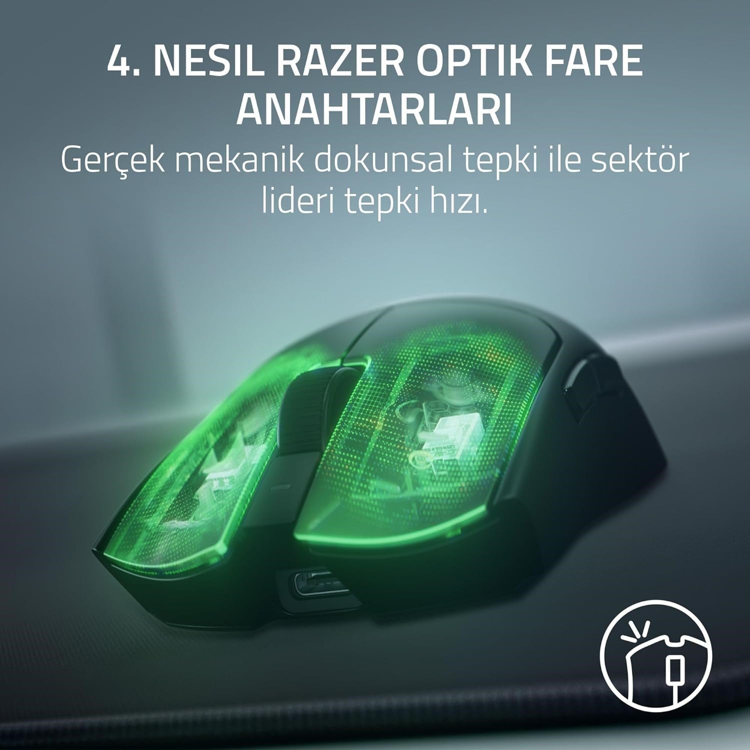 Razer Viper V4 Pro Kablosuz Mouse Siyah 49 g Ultra Hafif Kablosuz 8k Hz E-spor Oyuncu Mouse RZ01-056