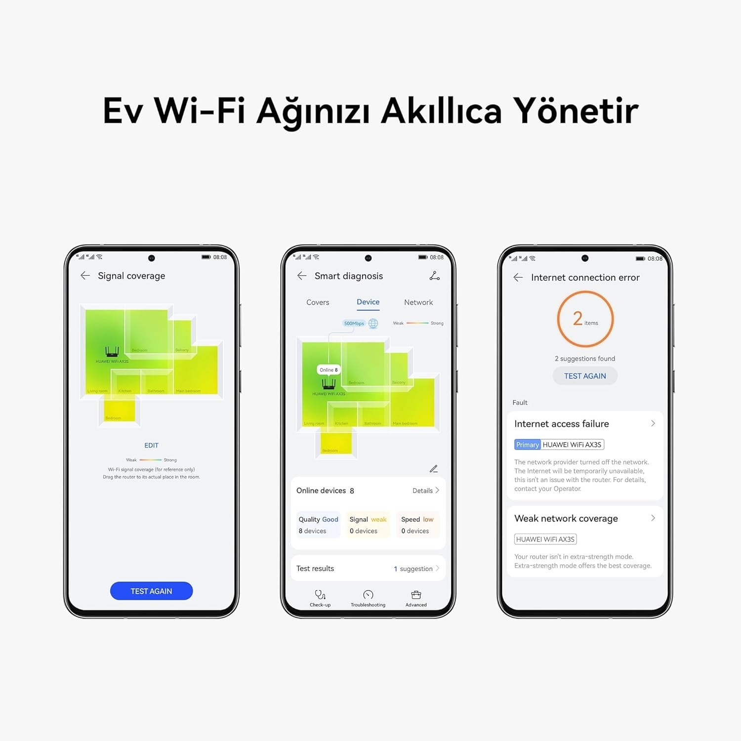 HUAWEI WiFi AX3S Router, Wi-Fi 6 AX3000 Gigabit Çift Bant Kablosuz Yönlendirici, Beyaz