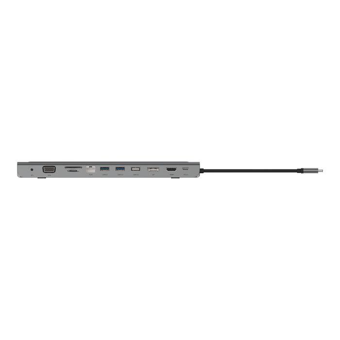 Belkin USB-C Hub, 11'i 1 arada Çoklu Bağlantı Noktalı Adaptör Yuvası, 4K HDMI, DisplayPort, VGA, USB-C ve 100W, Bağlı Cihazdan Şarj Etmek İçin, 3x USB A, Gigabit Ethernet, SD, MicroSD, 3,5 mm Jak
