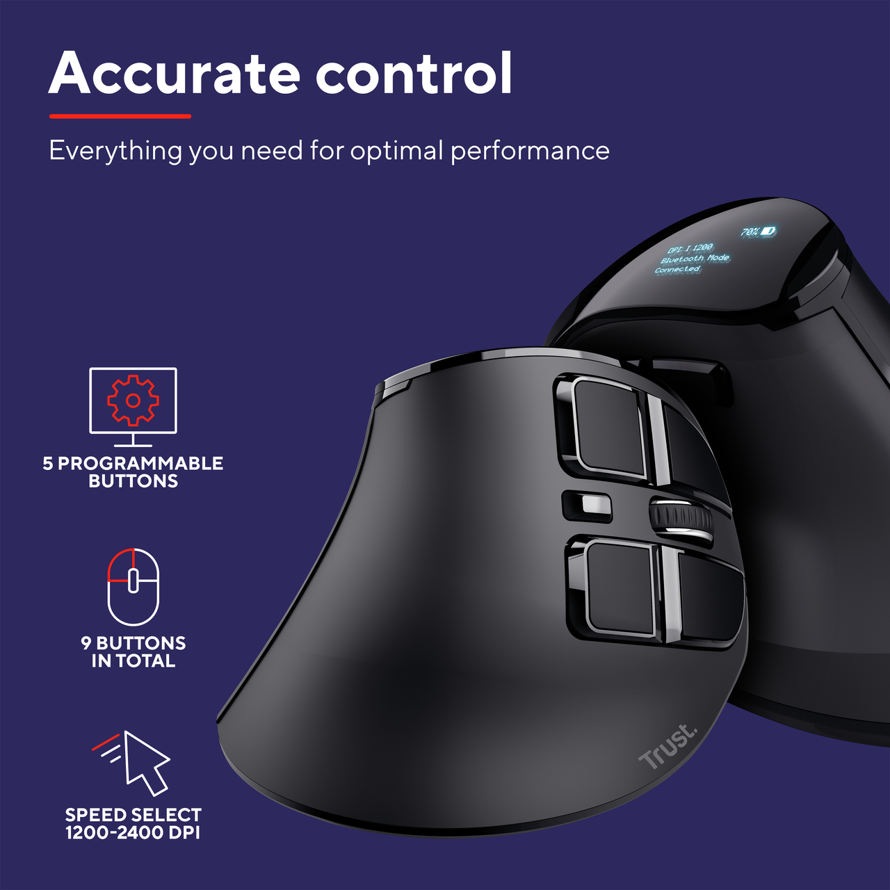 Trust 23731 Şarj Edilebilir Kablosuz Ergonomik mouse