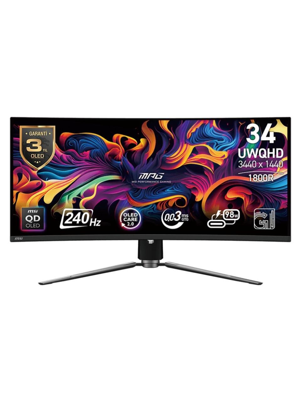 MSI 34 MPG 341CQPX QD-OLED 3440x1440 (UWQHD) 21:9 CURVE 1800R QD-OLED 240HZ 0.03MS ADAPTIVE-SYNC GAM