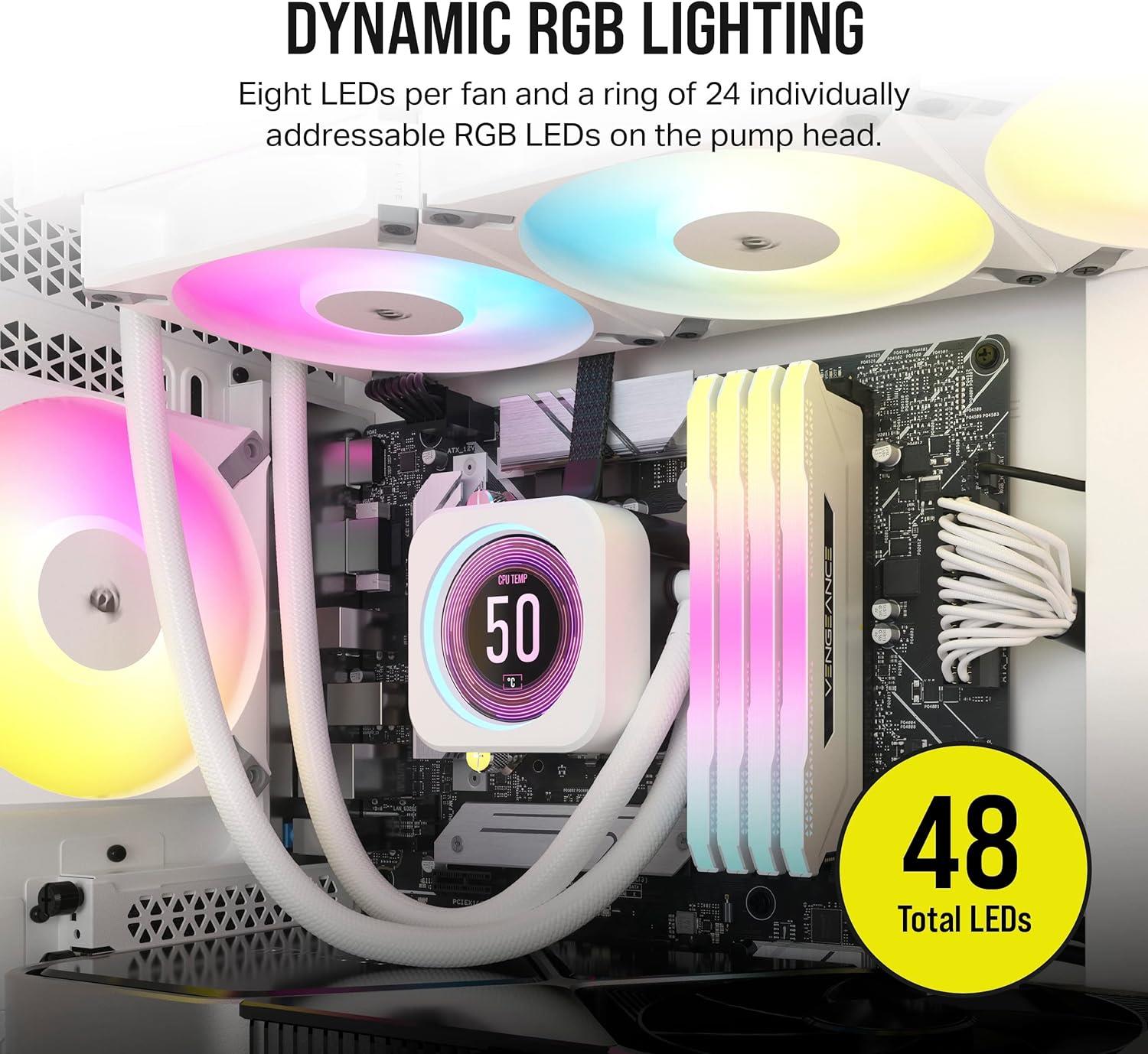 CORSAİR İCUE H100İ ELİTE XT 240MM 2 X AF140 RGB FAN SIVI İŞLEMCİ SOĞUTUCUSU BEYAZ (CW-9060072-WW)