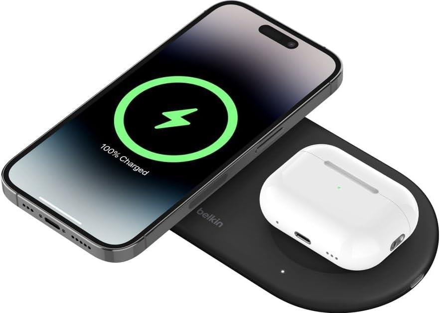 Belkin BoostCharge Pro 2'si 1 arada Kablosuz Şarj İstasyonu - ‎WIZ021vfBK