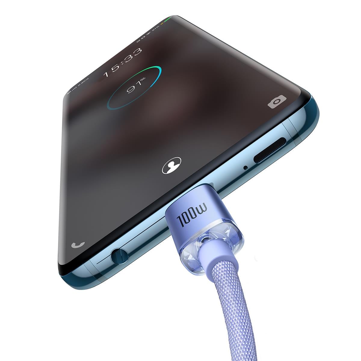 Baseus Crystal Shine Series 100W Hızlı Şarj Kablosu  Type-C to Type-C - 480Mbps - 1.2M - Mor